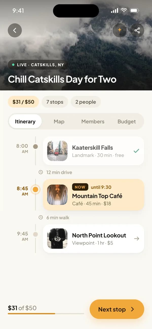 A plan’s itinerary in Gala
