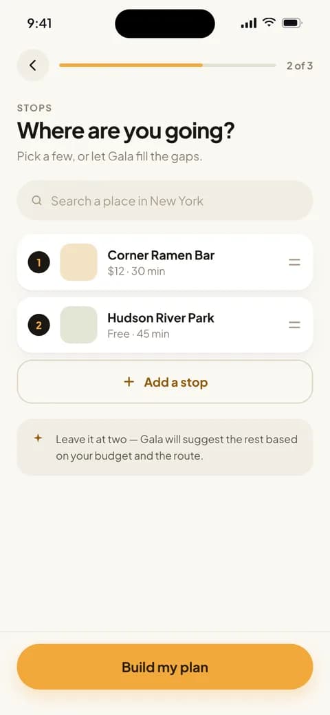 Picking stops for a new plan